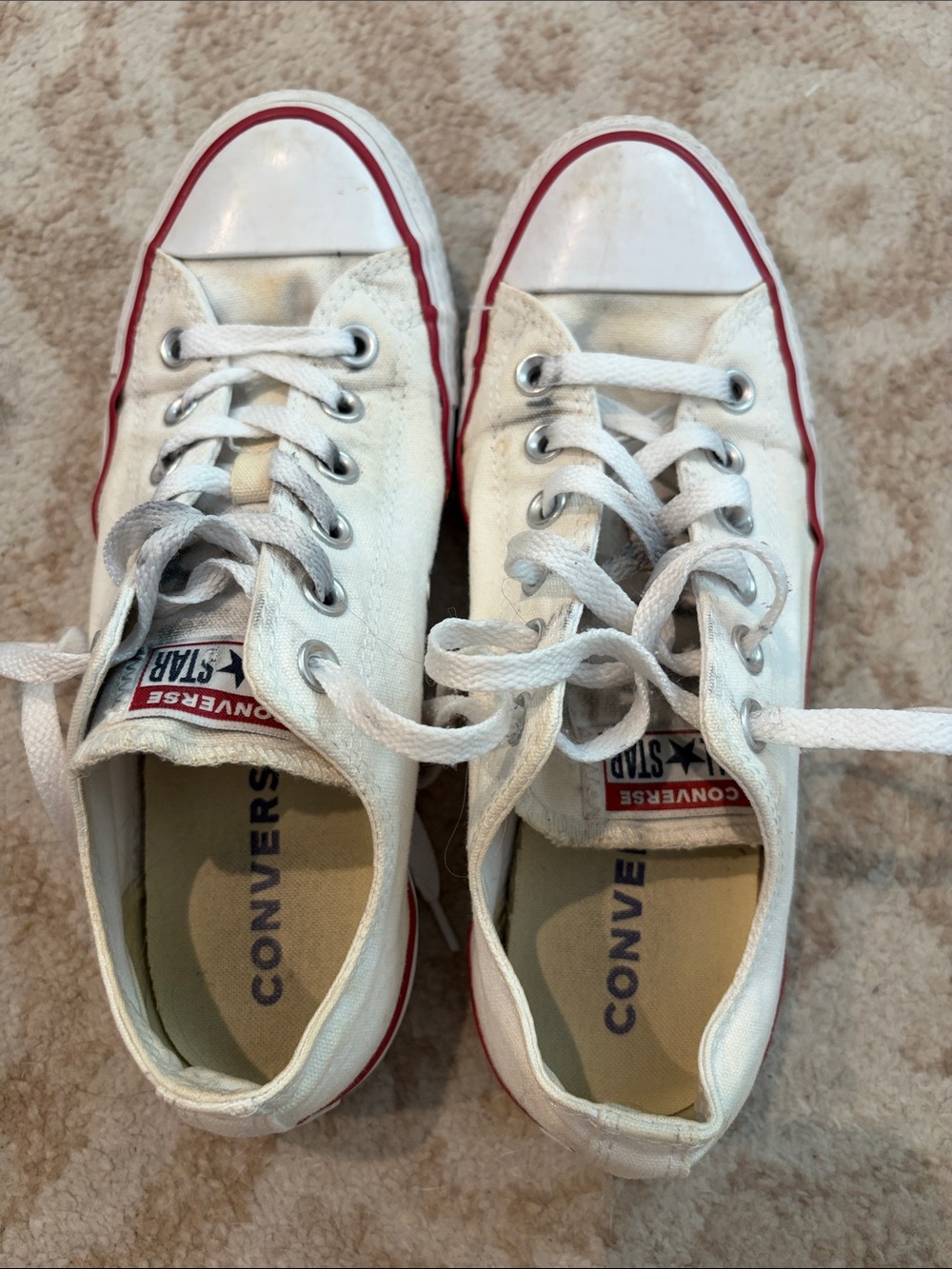 Converse Kids White Low-Top Sneakers with Red Trim women’s 8/men’s 6